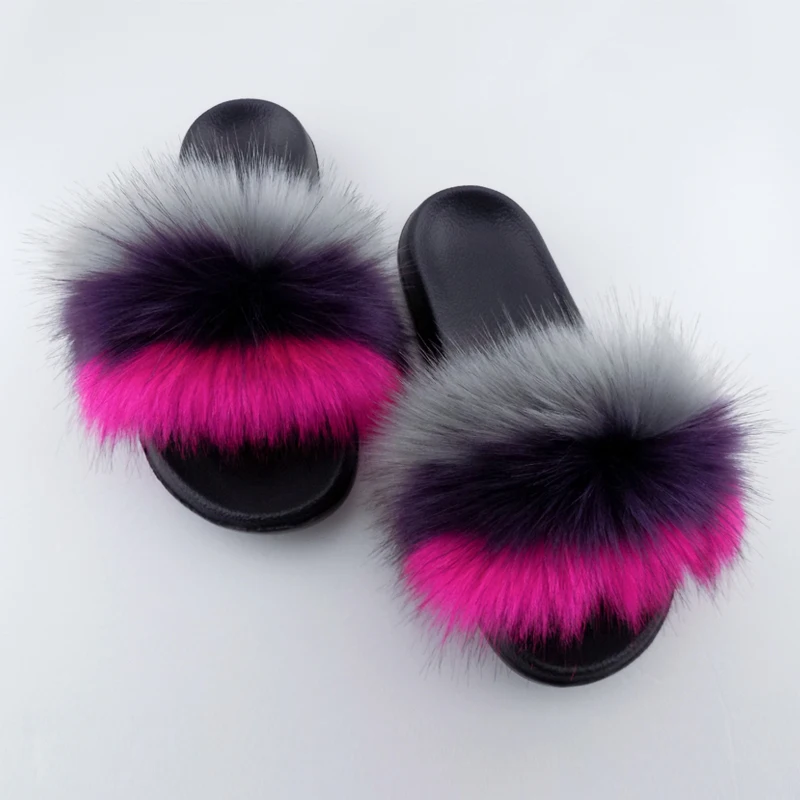 

Custom Design Fur Slide Sandals Flat fur slide for ladies