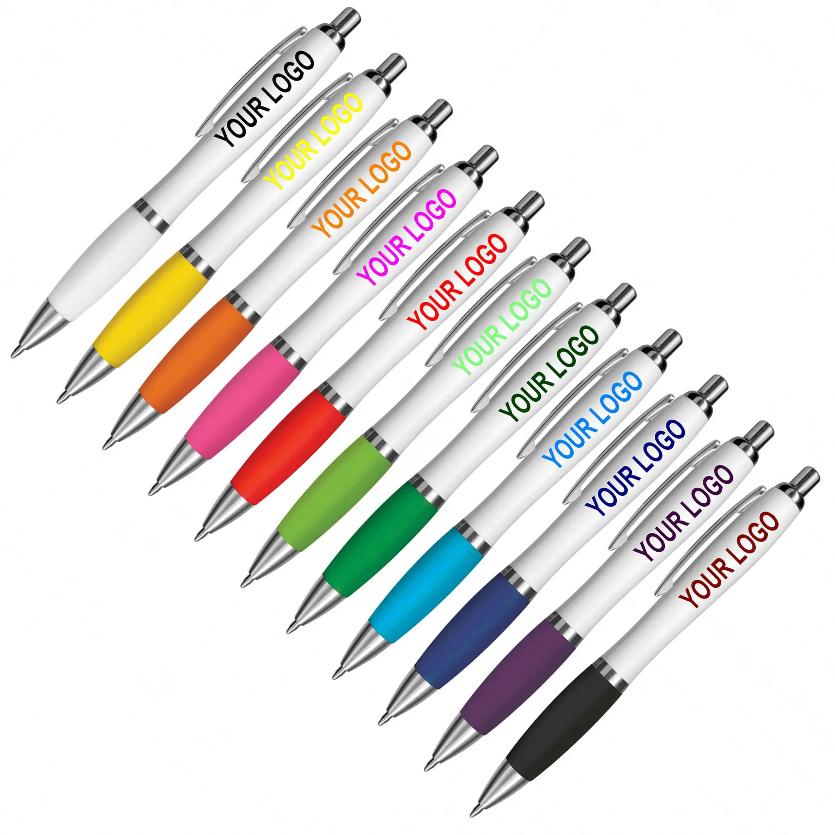 

Top Best selling Cheap Price solid white Advertisring Plastic retractable ballpoint pen with Customer logo