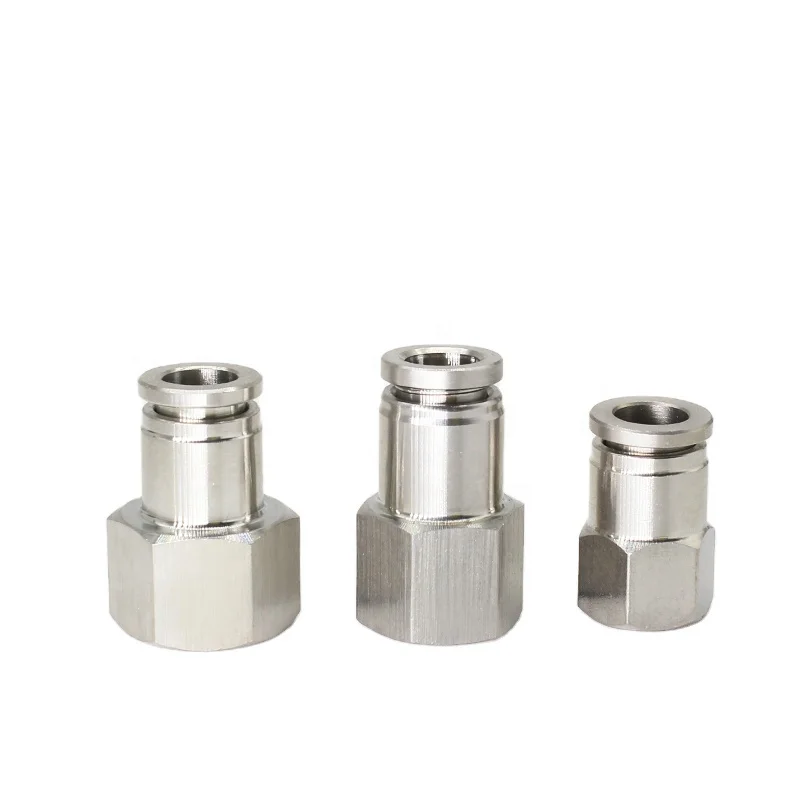 

PCF Series Pneumatic Fittings 304 Stainless Steel Internal Thread Quick Insert Straight Connector Joint For PU Hose PCF8-02