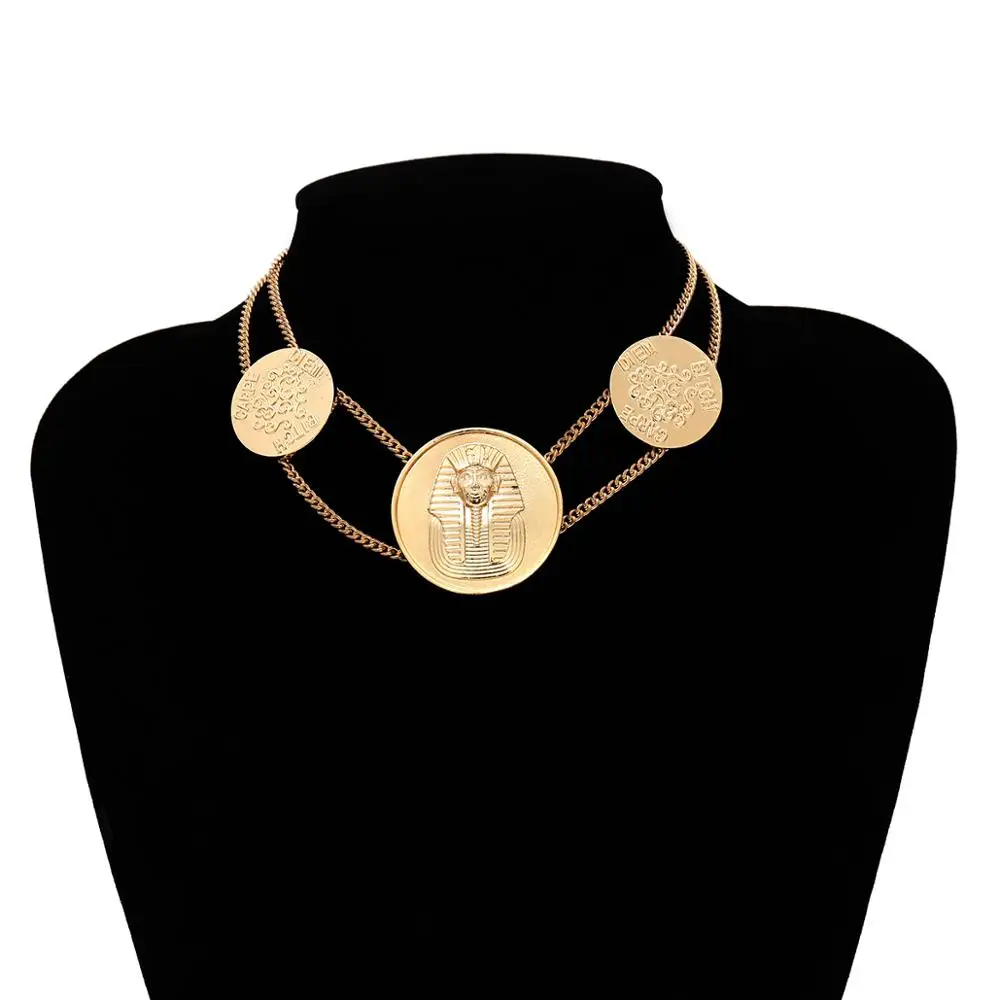 

Vintage Style Egyptian Tutankhamun Pharaoh Death Mask Pendant Necklace For Women