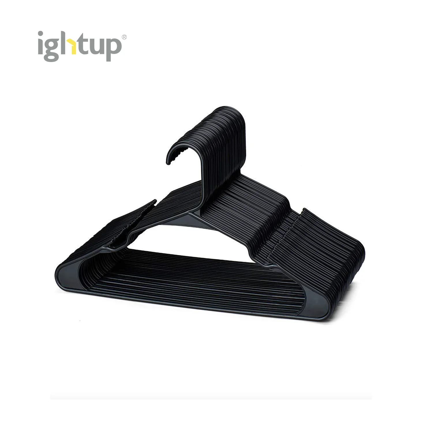 

Wholesale custom white black luxury branded triangle plastic kids clothes hanger for clothing
