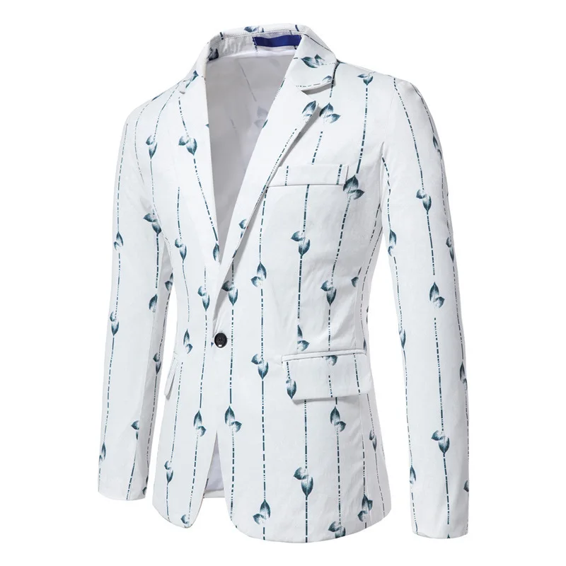 

High-end Men's blazer 2022 spring new fashion Striped printed slim fit casual jacket Single button men's dress suits
