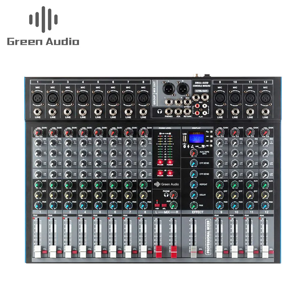

GAX-ET12 Professional 12 channel mixer single group output BT with effect reverb for stage wedding performance