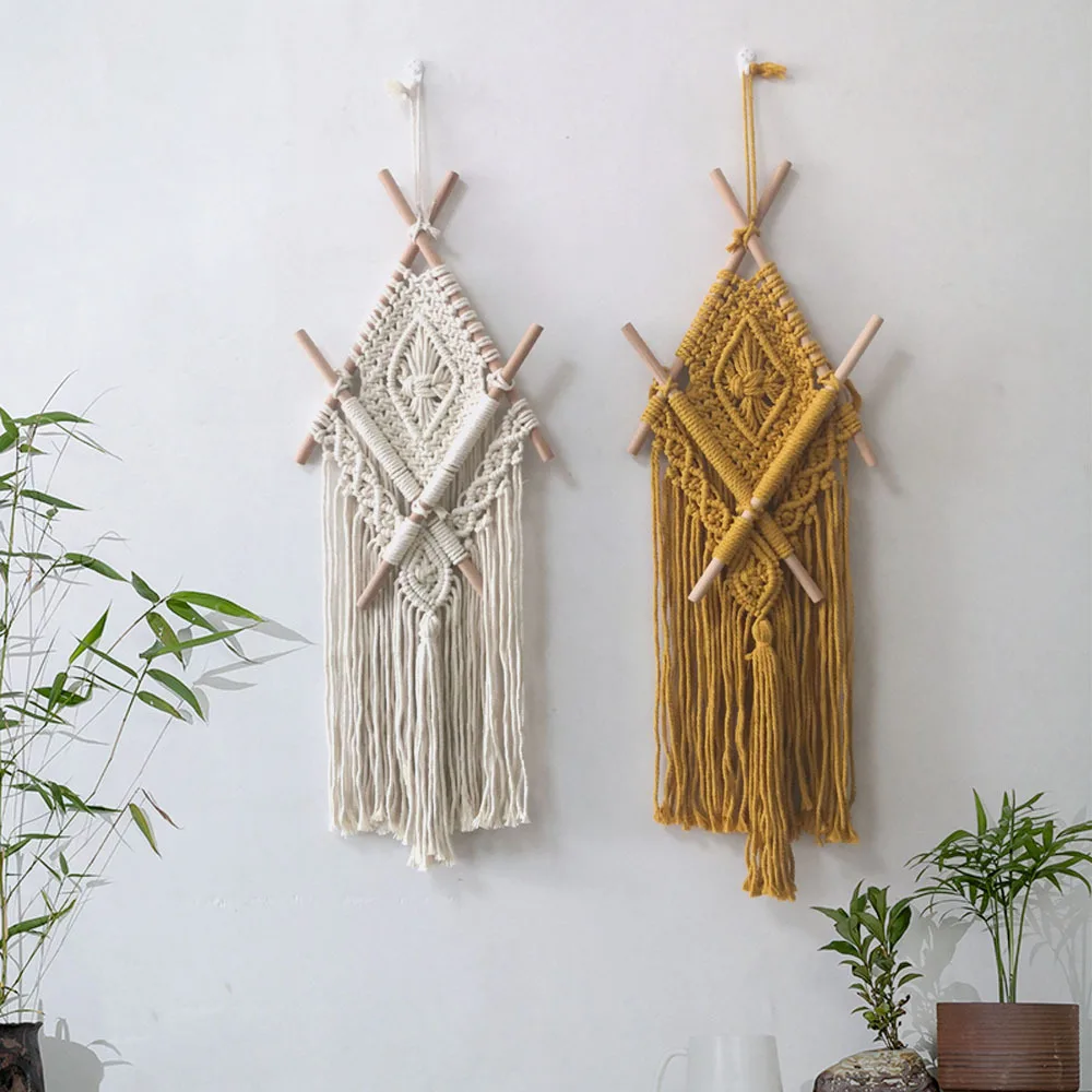 

Handmade Cotton Woven Wall Hanging Bohemia Macrame Tassels Tapestry