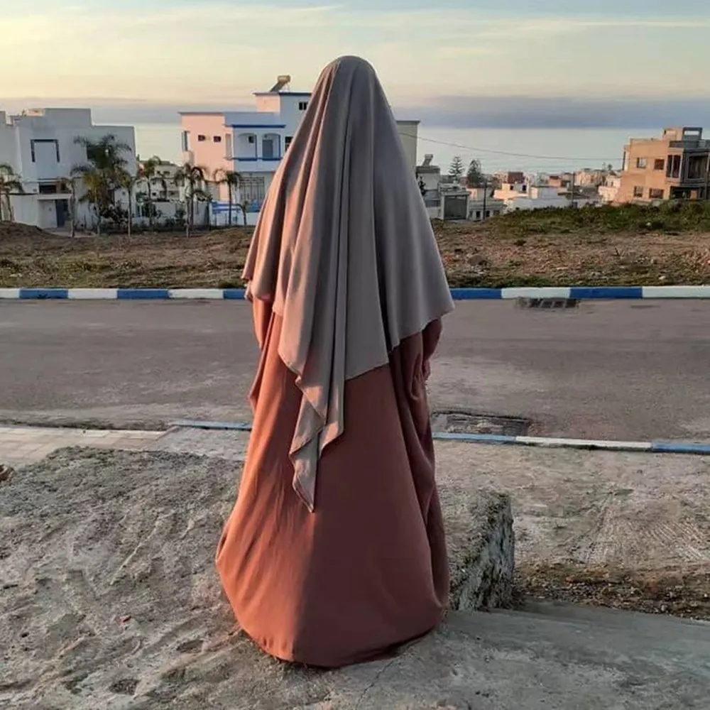 

2021 Solid Open Abaya Scarf Hijab For Muslim Women