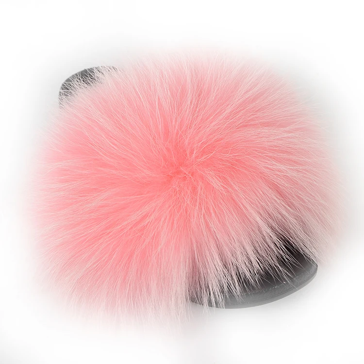

New Women Fashion Fur Slides Baby Pink Fur Slippers Indoor Outdoor Large Animal Fur Slippers, Pink,red,white,orange,beige,black