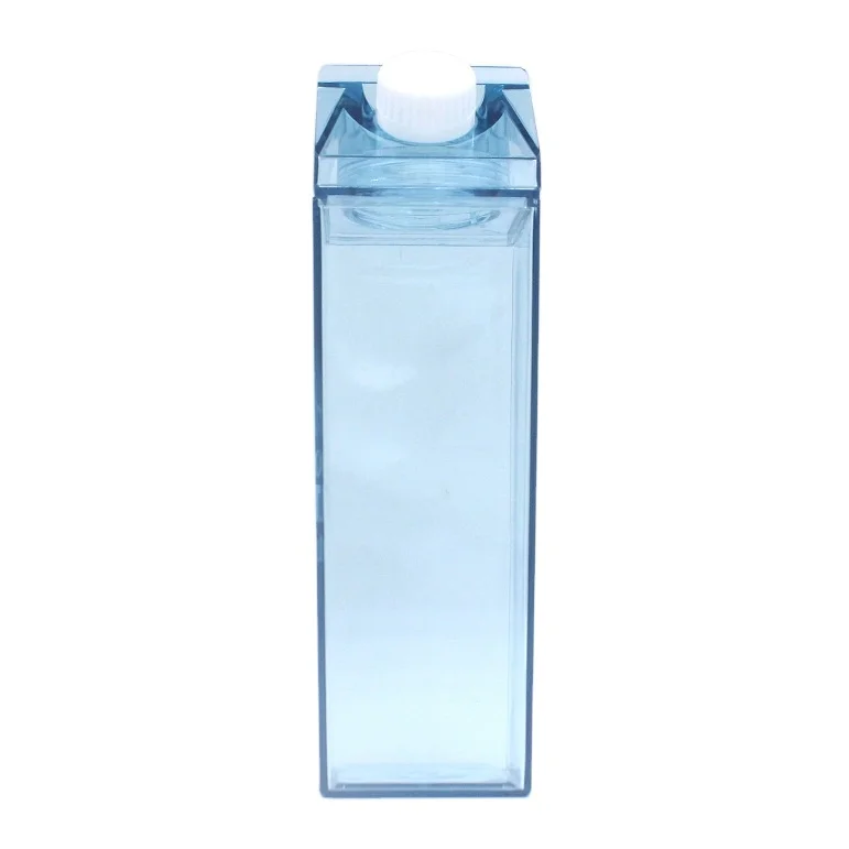 

Custom Logo plastic milk carton water bottle, 500ml blue milk box bottle