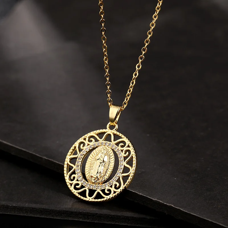 

Retro Personalized Palace Style All-match Exquisite Hollow Virgin Mary Necklace Pendant Jewelry