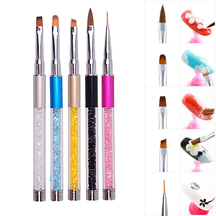 

French Manicure Salon Phototherapy Carved Flower Draw Line Pen Clean Dust Crystal Uv Gel Nail Brushes