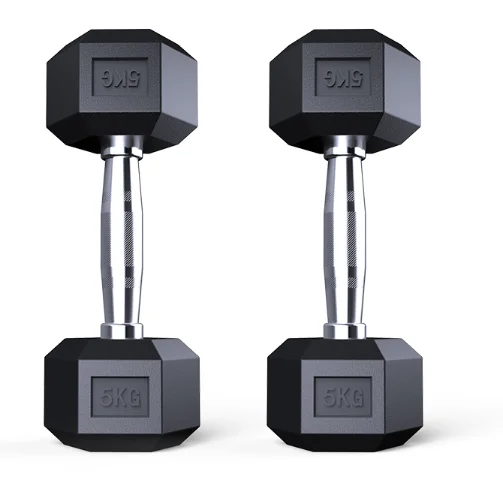 

Hex Rubber Dumbbell with Metal Handles