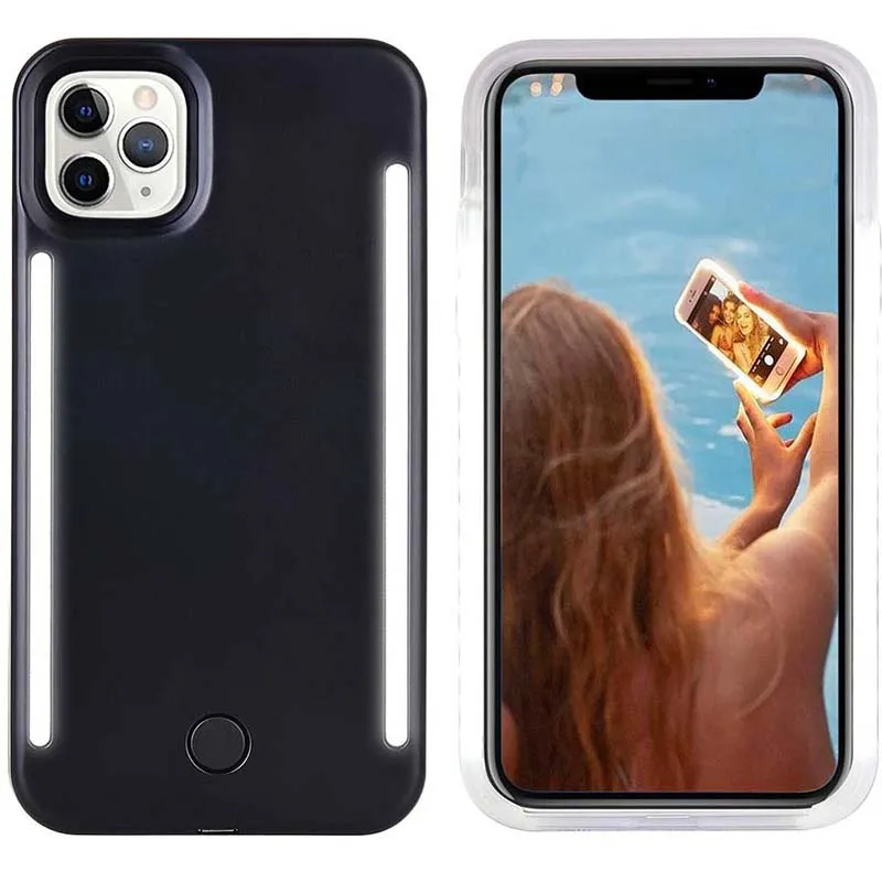 

wholesale luxury case for iphone11 fashion led selfie light cute phone case, Customized color