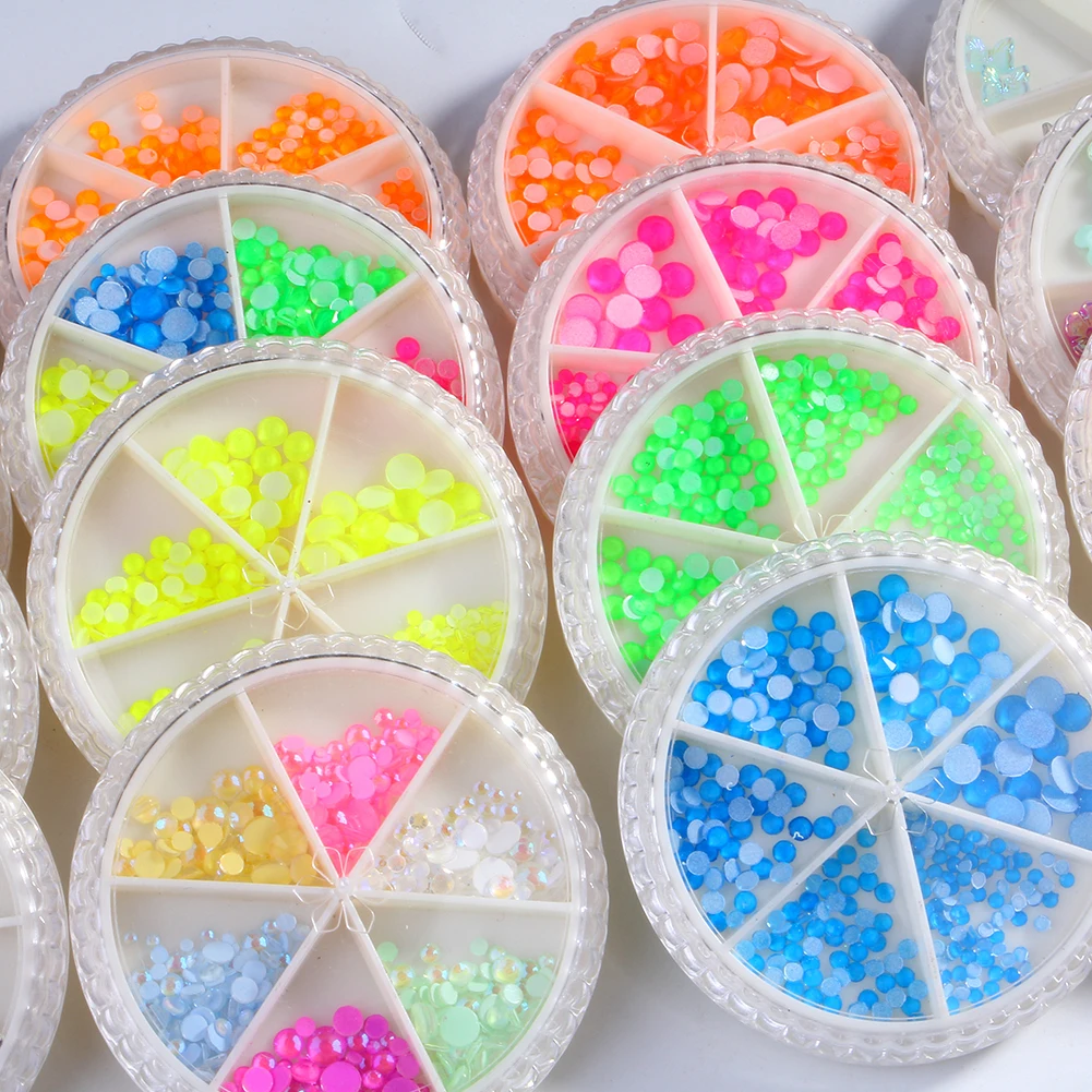 

IMAGNAIL 17 Options 6 Grids 3D Crystal Butterfly Flowers Flourescent Rhinestones Nail Art Wheel for Nail Art DIY Handmade Craft, Colorful