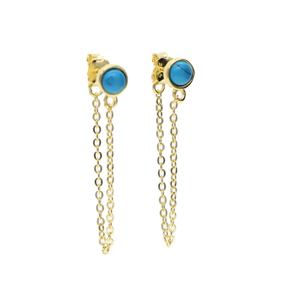 

high quality single stone turquoise gold chain arabic gold earring designs, As pic. or according to the customer's requirement
