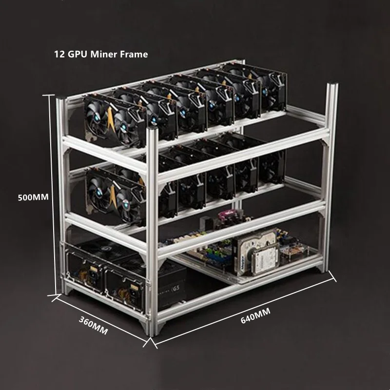 

Wholesale Graphics Card Miner Rig Case 6 8 12 14 16 19 GPU Open Air Mining Frame Rack in stock, Silver