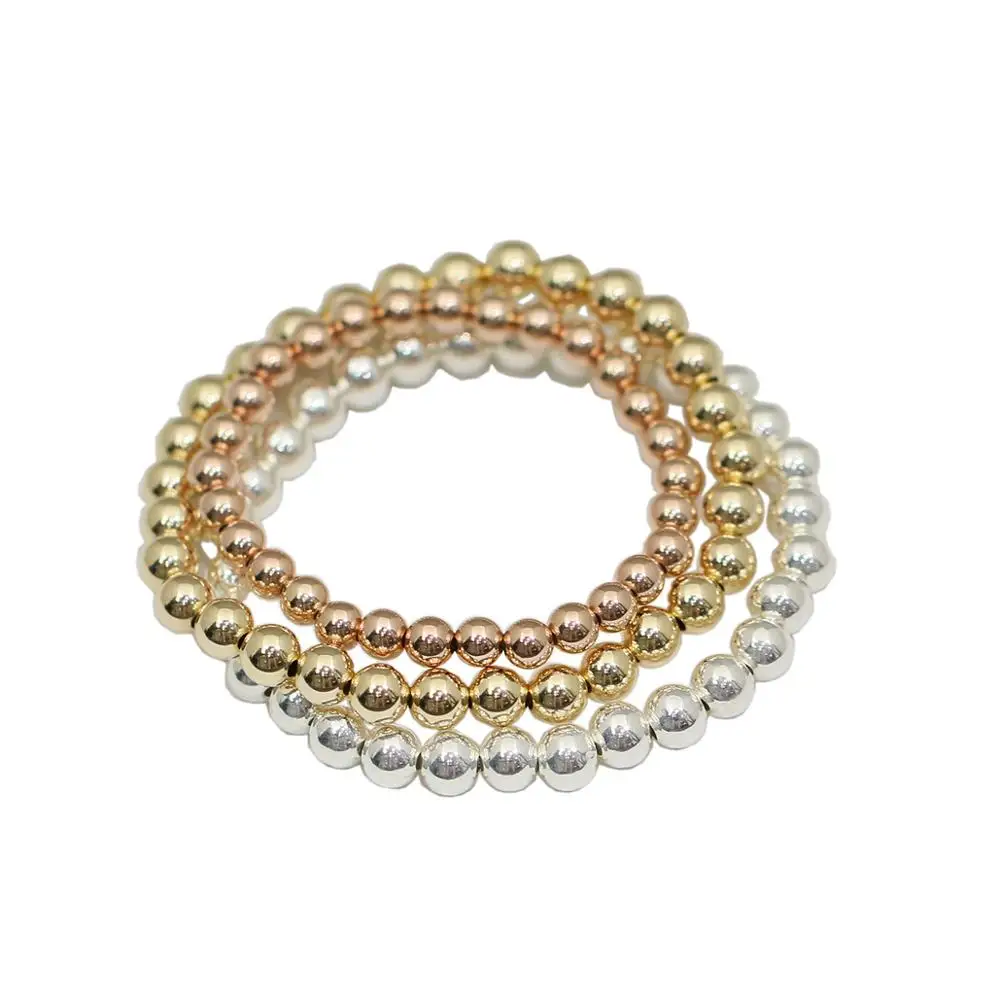 

Beadsnice Gold Filled Jewelry Bead Bracelet Round Unique Gift Ideas 6.9 inch