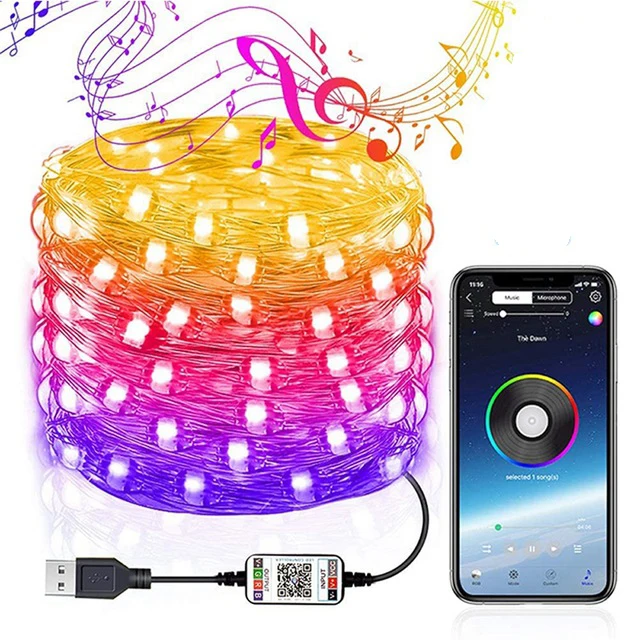 Xmas Tree Decoration LED Lights Smart Bluetooth Personalized String Lights Customized App Remote Control Smart Christmas Lights