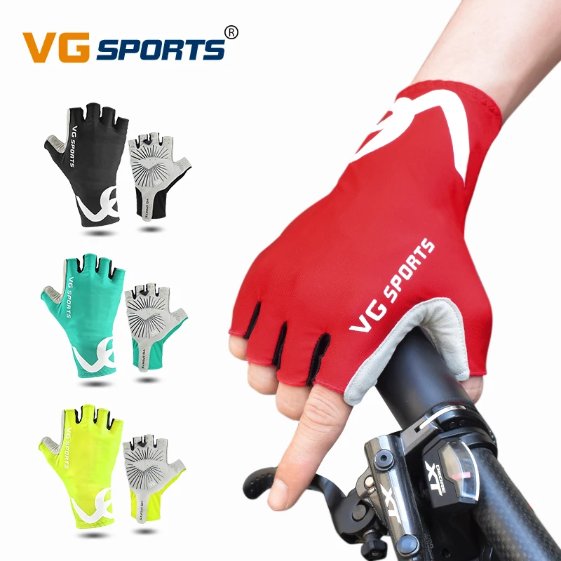 

VG Sports Cycling Gloves Half Finger MTB Road Bike Lycra Breathable Anti-Slip Gel Touch Screen Shockproof Biking Gloves For Men, Black, green, red, yellow