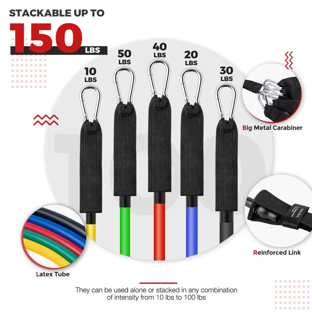 

Resistance Band Training Exercise Tube 11PCS Resistance Bands Set