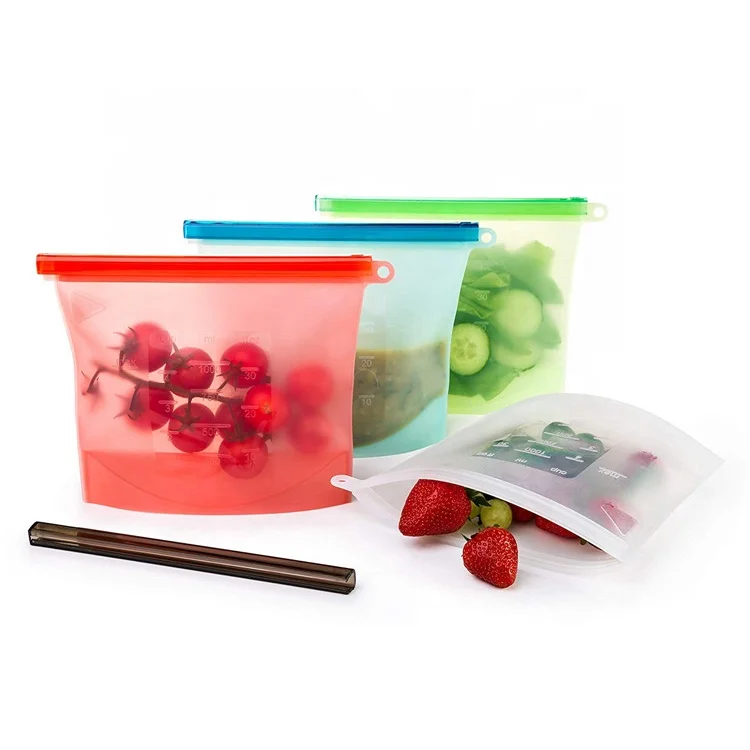 Food Grade, Microwave, Dishwasher, Oven and Freezer Safe Zip Seal Bag Reusable Silicone Food Bag