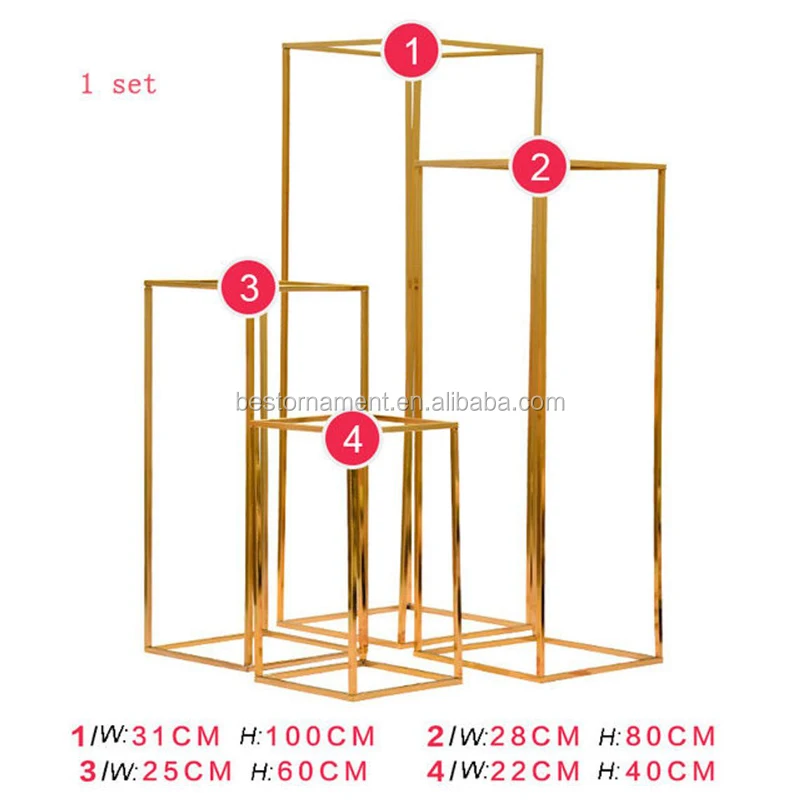 Shiny gold-plated Wedding party centerpiece backdrop stand