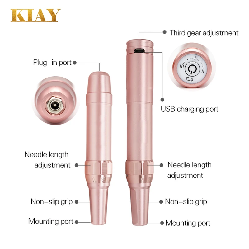 

V6 Rechargeable battery tattoo pen tattoo machine PMU machine wireless tattoo gun cordless permanent makeup machine supplies, Rose gold / black