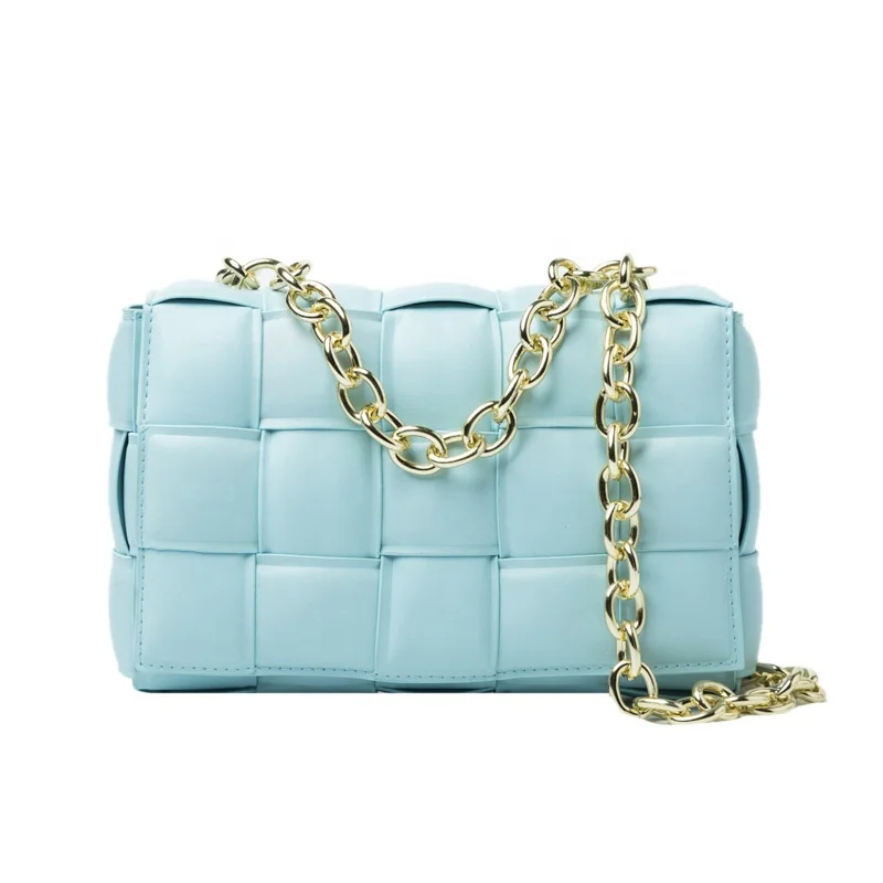 

2021 Spring Summer New Women Messenger Bag Hand Woven Fashion Small Square Chain Bag Ladies Korean Single Shoulder Handbag