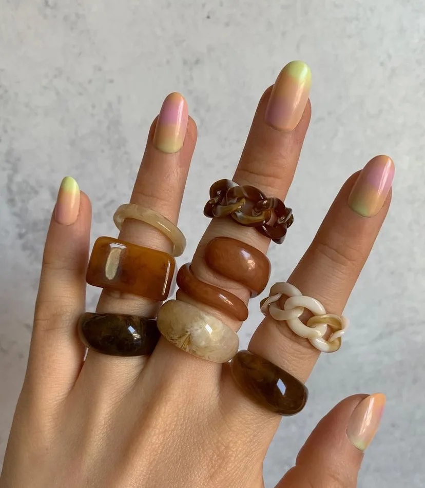 

Korean Candy Color Acrylic Rings acryl Marble Texture Design Acid Acrylic Acetate colorful Resin Ring