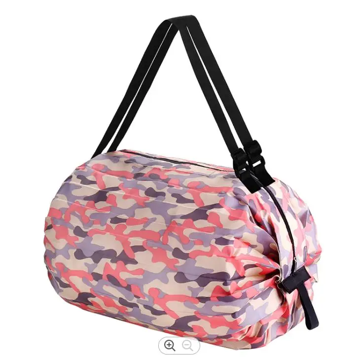 

Morden Style Foldable Nylon Plastic Extra Large Collapsible Striped Pocket Reusable Shopping Bags