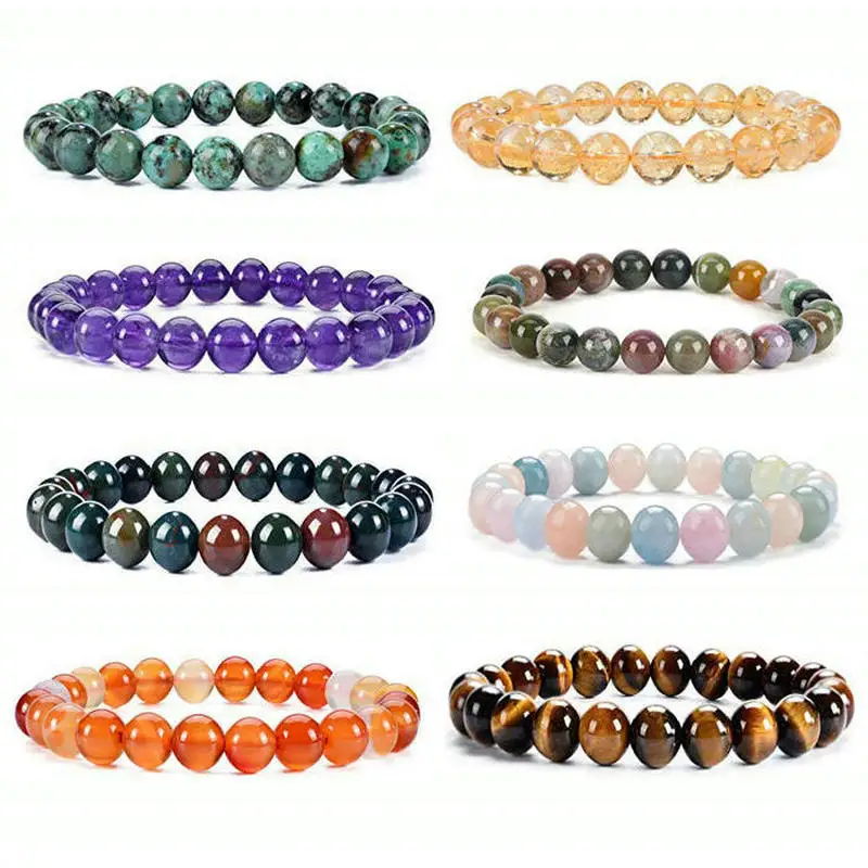 

Energy Healing Turquoise Gemstone Yoga Natural Sandstone Beaded Bracelets Women Men 8 Mm Charm Beaded Natural Stone Bracelets