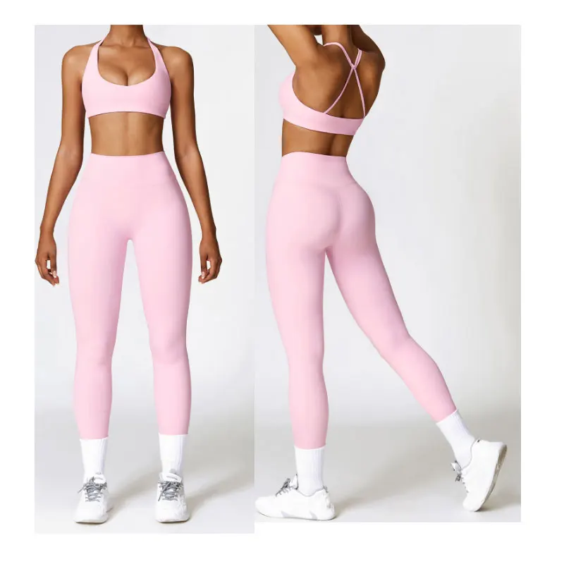 

Women Breathable Yoga Sports Pants Custom Logo Wear Padded Sport Fitness Workout Gym Sports Bra Push Up Leggings sets