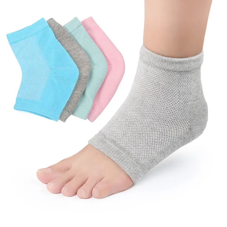 

wholesale silicone gel heel moisturizing spa gel socks for Cracked Feet, Skin/white/pink/blue/transparency