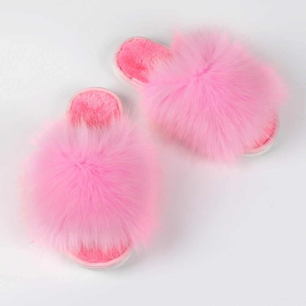 

Wholesale Fox Wool Slides Fashion Lady Sandals for Women Faux rabbit Fur Slippers Shoes