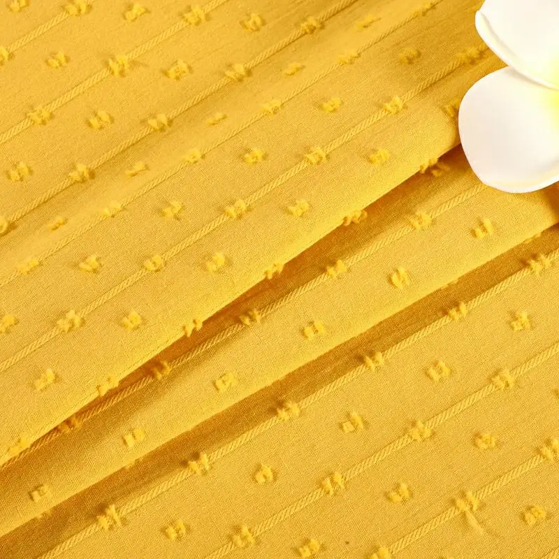 

New Hot Sale Cotton Yellow Jacquard Fabric Swiss Dot Fabric Jacquard Dress Fabric