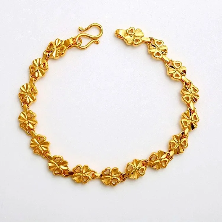 

Gold Clover BraceletGold Plated Four Leaf Clover Bracelet Exquisite Jewelry Gold Ladies Jewelry