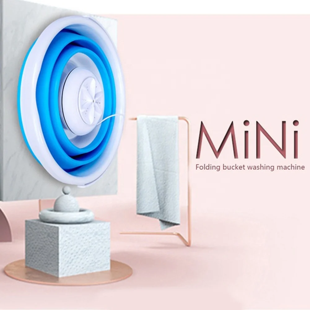 
Folding Laundry Tub Basin Portable Mini Washing Machine Automatic Clothes Washing Bucket 