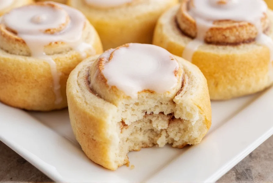 Freshly baked homemade cinnamon rolls with cream cheese icing drizzled on top