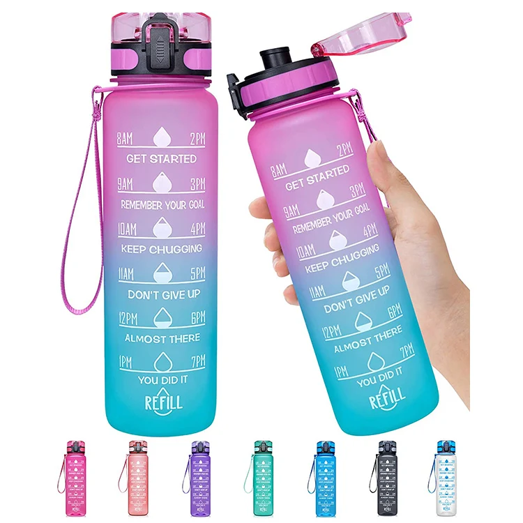 Non-toxic 32oz Motivational Leakproof Fitness Sports Water Bottle With ...