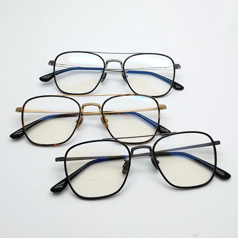 

PP9783 Titanium Acetate Glasses Frame Men Prescription Eye Glasses Full Rim Half Square Eyeglasses Myopia Optical Eyewear