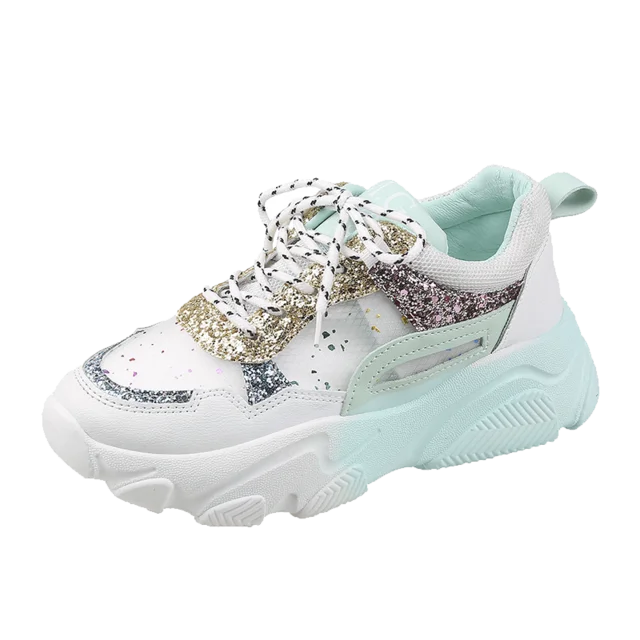 

Dropshipping Women Shining Chunky Sneakers Women's Platform Shoes Comfortable Casual Footwear for Female Plus Size