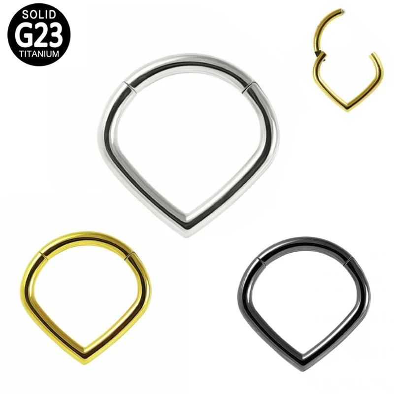 

Hot G23 ASTM F136 Titanium High Polished Heart Shape Segment Ring Clicker Nose Rings Earring Piercing Jewelry