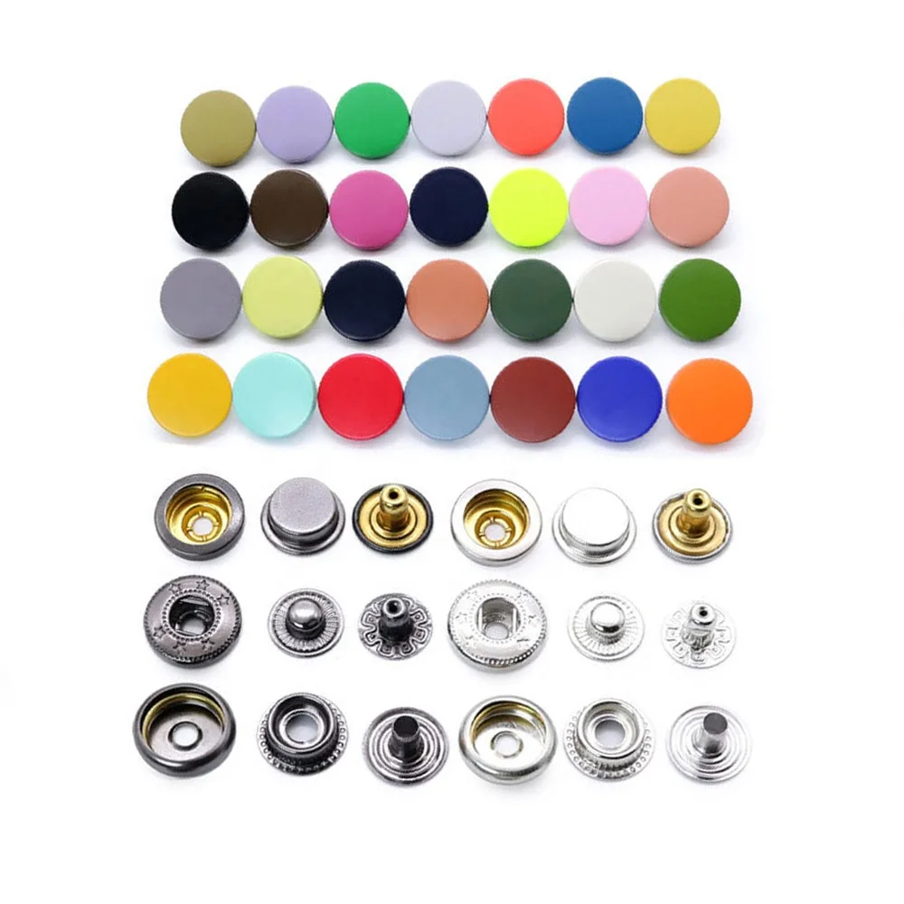 High Quality Zinc Alloy Brass Matte Printed Garment Accessories 4 Part Custom Spring Snap Button Shank Washable for Clothes