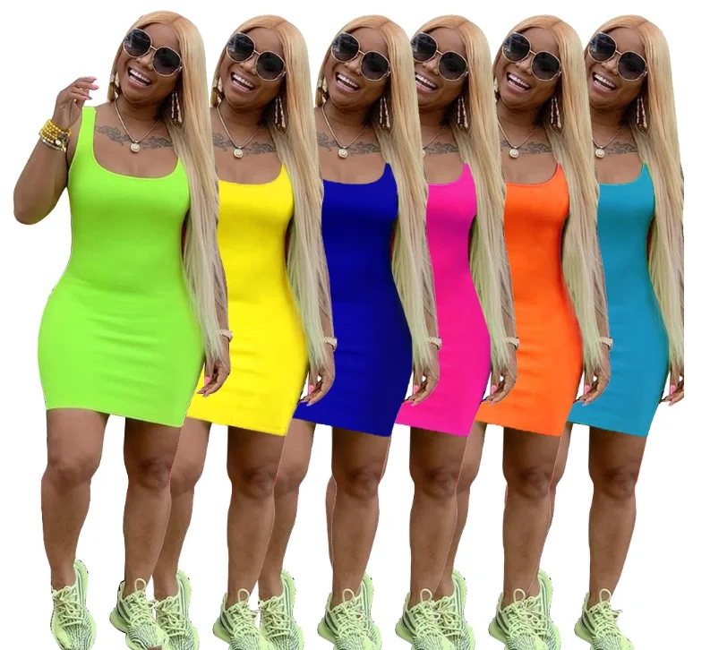 

NB8399 women 2020 summer casual solid basic bandage bodycon dresses, Photo showed