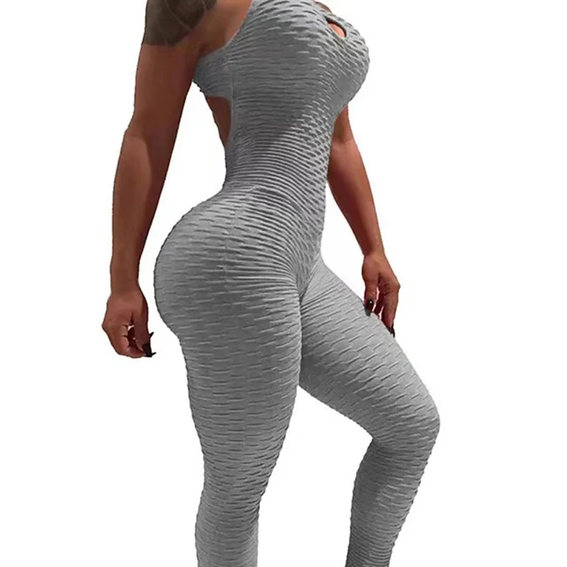 

Bubble texture open back one piece sportswear