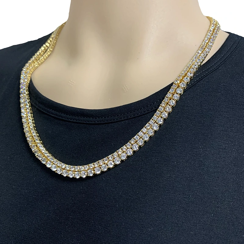 3mm 4mm Gold Plated Lab Diamond Solitaire Iced Out Cubic Zirconia Cz