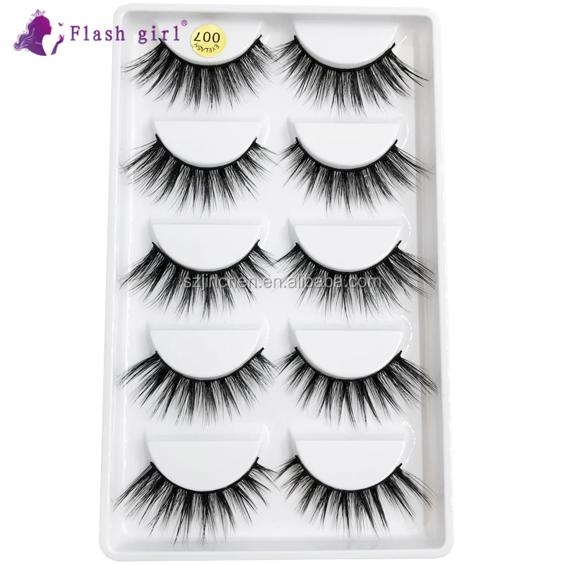 

Wholesale The newest 007 100% handmade 5pais 3D mink Eyelashes comfort and wispy false Eyelashes, Black color