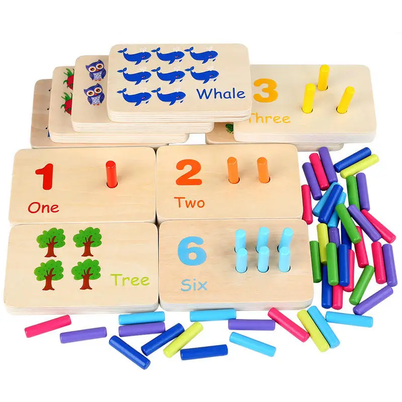 Preschool Educational Toys Wooden Math and Numbers Counting Teaching Peg Board Montessori Learning Manipulative Toy for Kids