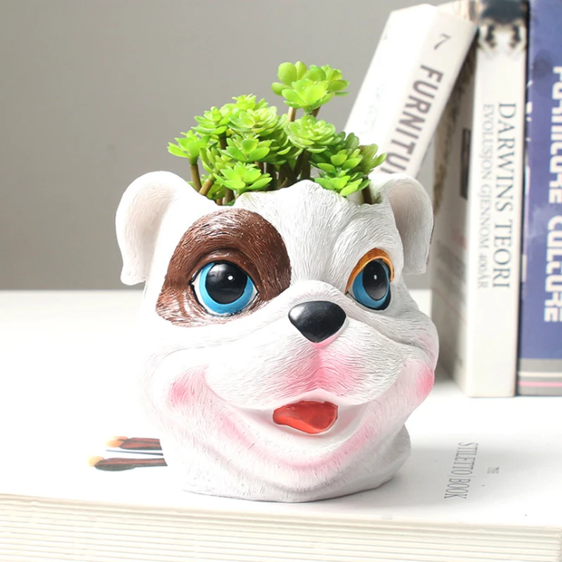 

Amazon hot Garden supplies jardineria mini dog head Flower Pot garden balcony rail suculentas plant pots planters Wholesale, Customized color