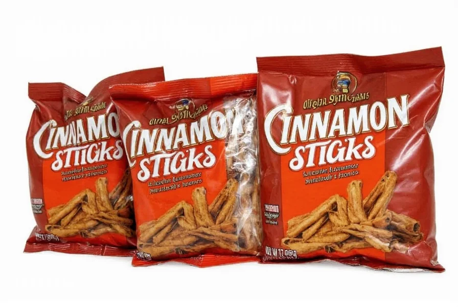 Close-up photo of cinnamon sticks in Walmart spice aisle showing Great Value and Frontier Co-op brands side by side