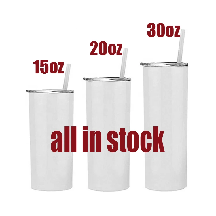 

In stock same diameter of the top and bottom Stainless steel 20oz blank sublimation straight skinny tumbler with straw