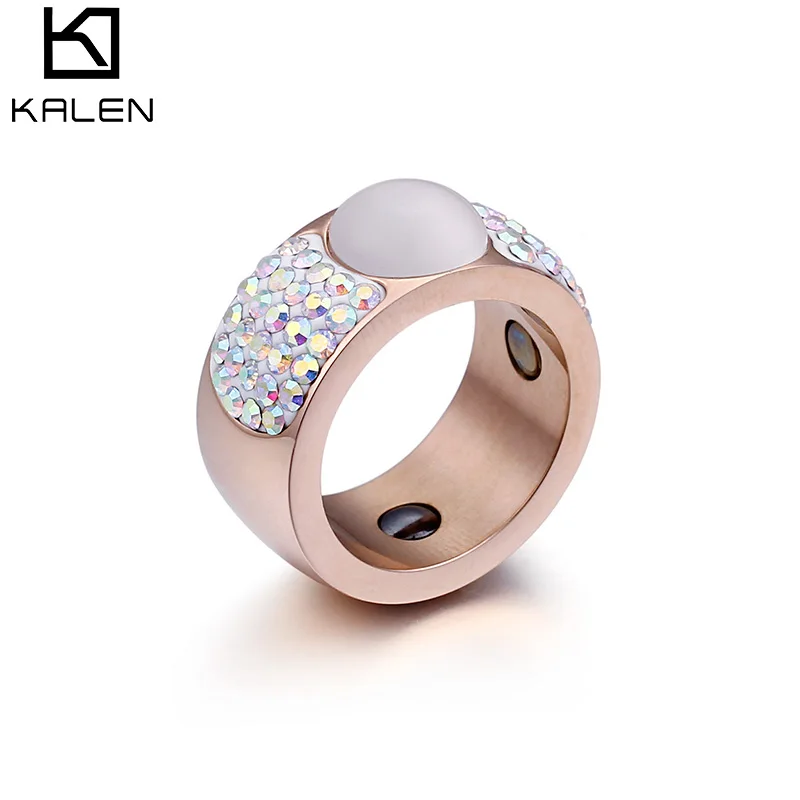 

Kalen Fashion Cat Eye Stone Rings Stainless Steel Finger Ring, Silver/gold